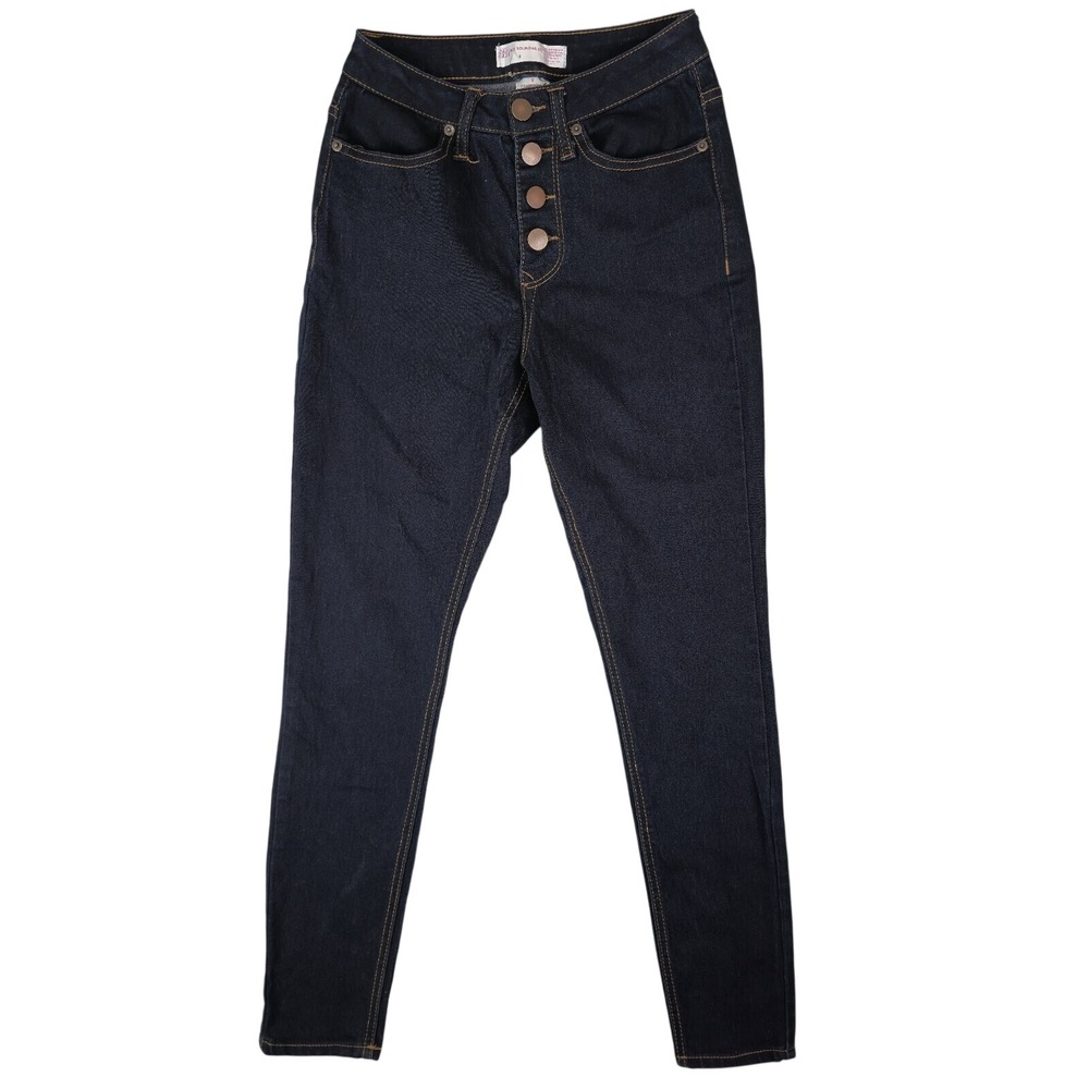 No Boundaries Jeans Women 5 Dark Wash Blue High Rise Skinny Button Fly NJ38B788K